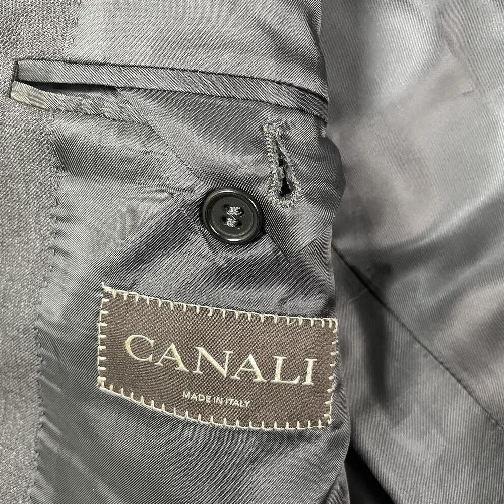 Canali Suit Jacket Mens IT 52R Gray Solid 100% Wool 2 Button Classic Fit Italy - Picture 6 of 15